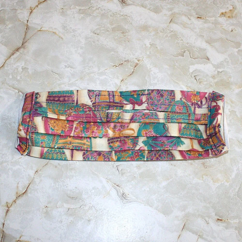 HAND CRAFTED Face Mask Easter Ribbon Eggs Adult Cloth Fabric Print - Pocket